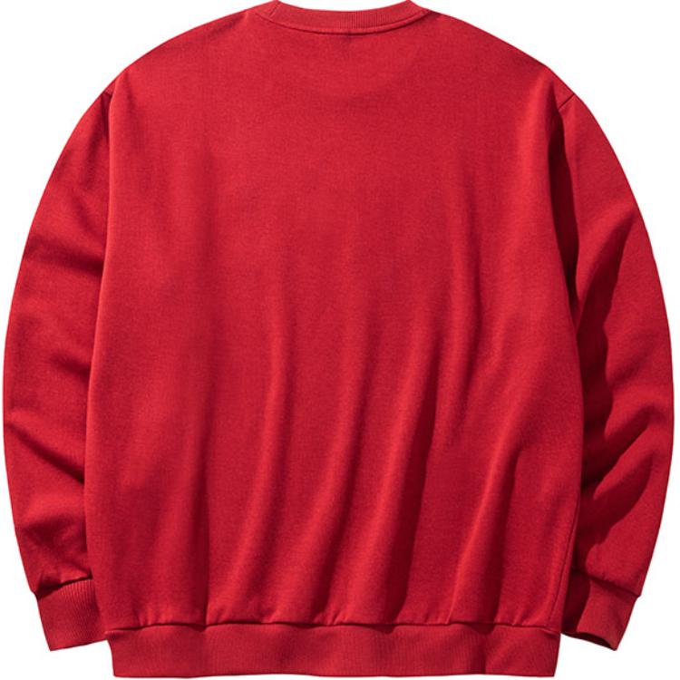 Anta Comfortable Casual Round Neck Letter Sweatshirt Men Sweatshirt Burgundy 952438706-2