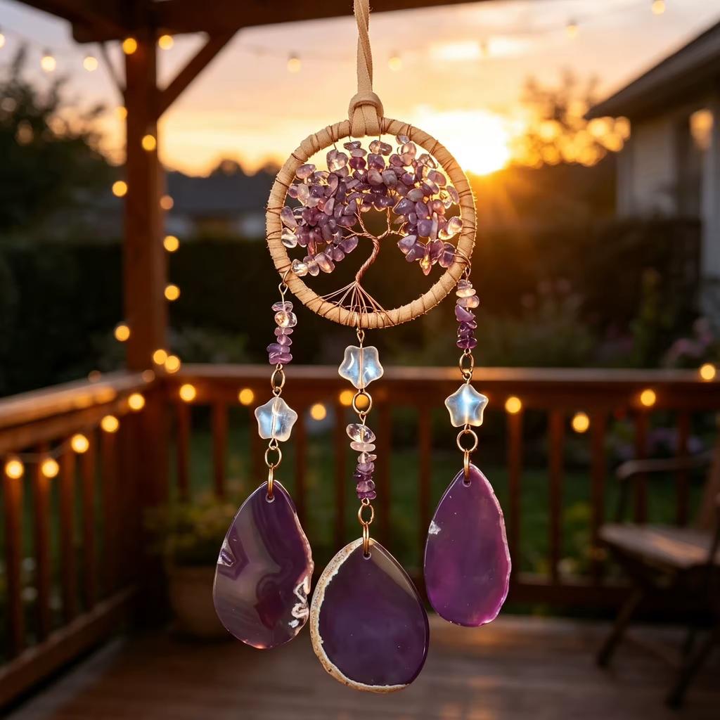 Tree of Life Crystal Suncatcher Hanging Ornament Rainbow Maker Window Hanging ForHealing Yoga Home Decor