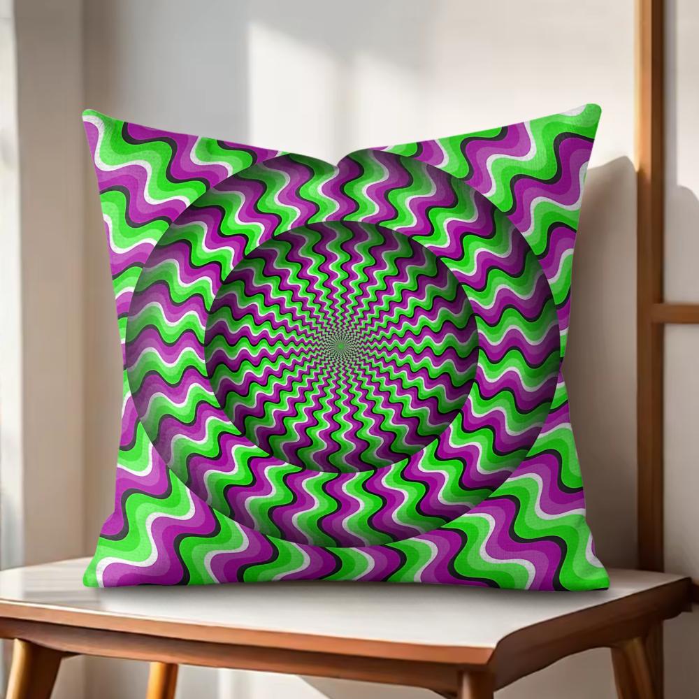 Optical Illusion Circular Radial Cushion Cover Natural Linen Organic Fabric DoubleSided Printing Couch Pillow Covers Home Decor