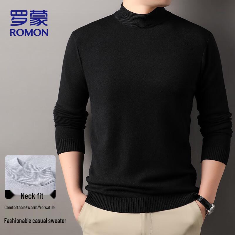 ROMON Men's Slim Fit Fleece Lined Half-High Collar Pullover Sweater