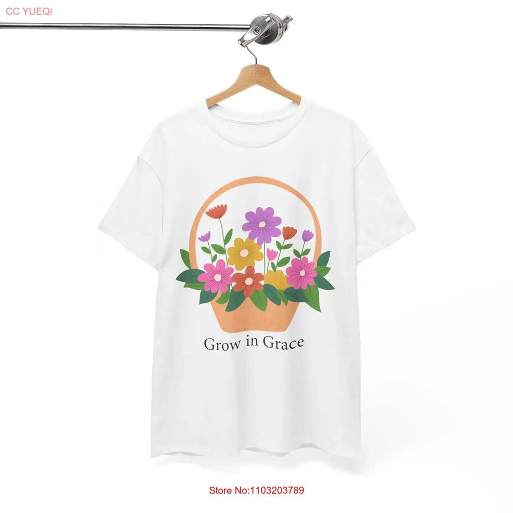 Grow In Grace T Shirt Spring Colors Flower Lover Vintage Streetwear Stretched Breathable Versatile Graphic Slightly