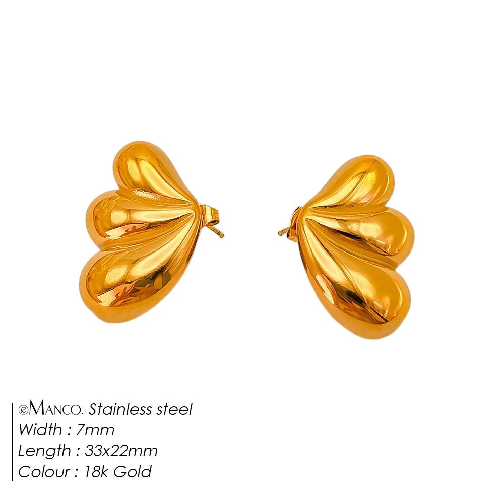 EManco Gold Color Stainless Steel Hoop Earrings Office/Career Style Geometric Shapes Textures Women's Engagement Daily Wear