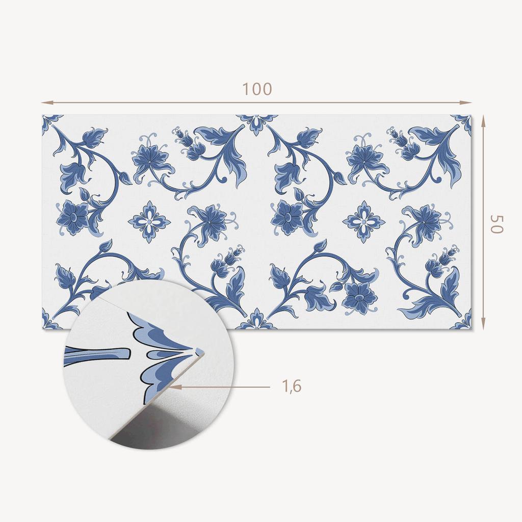 Decorative Self-Adhesive Vinyl Panel - For Hallway 100x50 cm Floral pattern on the background