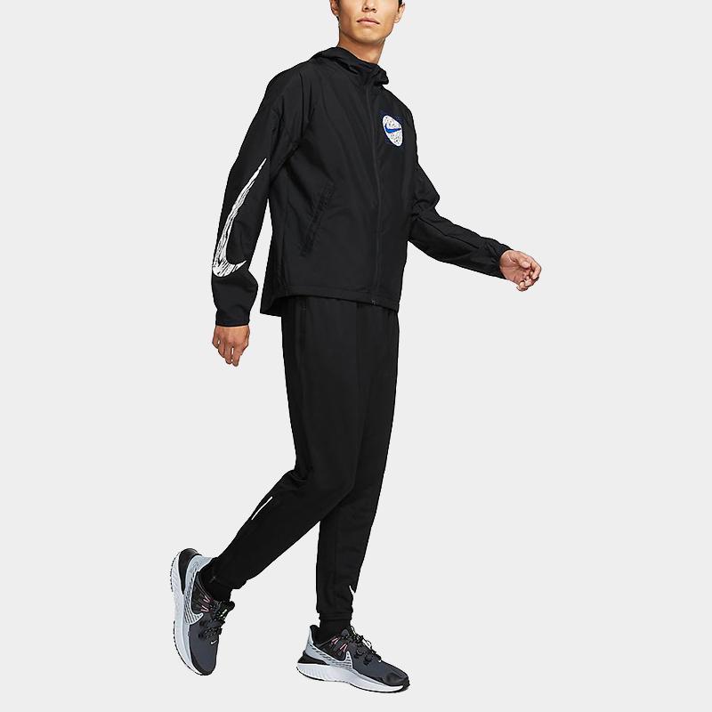 Nike Essential Wild Run Повседневная беговая куртка с капюшоном Мужская верхняя одежда Черный DA0191-010