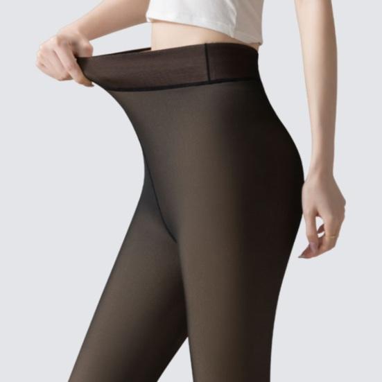 Женские колготки с флисовой подкладкой Зимние прозрачные теплые леггинсы Имитация полупрозрачных Термальные Плотные