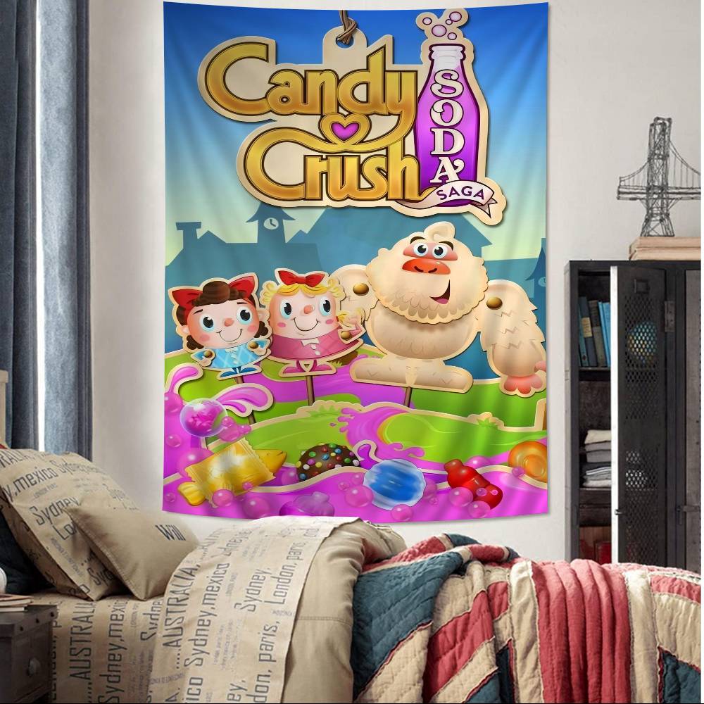 CCandy CCrush SSaga Cartoon Tapestry Art Science Fiction Room Home Decor Art Home Decor