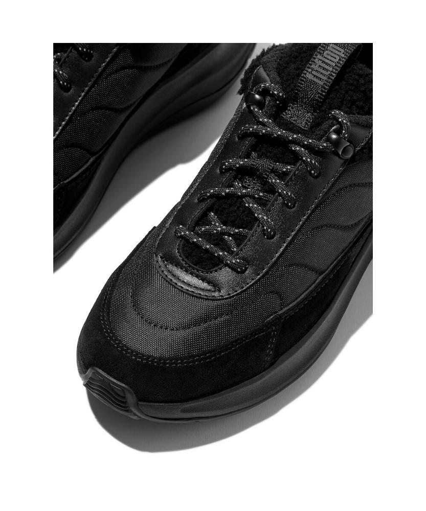 Fitflop [F-Mode] Women'S Suede Mix Platform Sneakers - All Black (Ft59K2N015)
