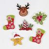 50Pcs/Bag 2-Holes Mix Christmas Star, Wood Christmas Decorative Buttons Scrapbook
