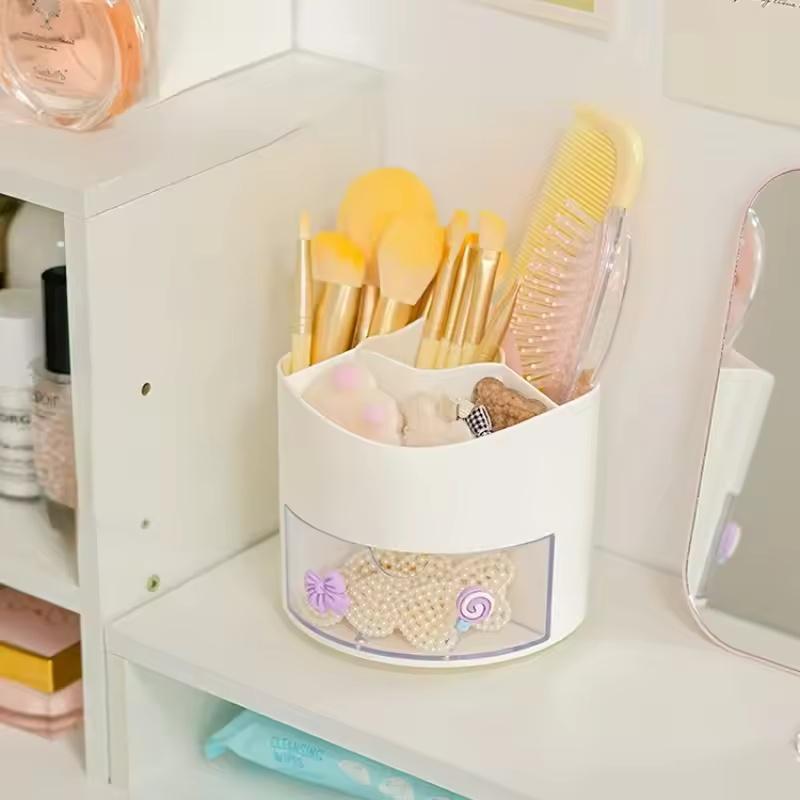 Милый вращающийся держатель для ручек, настольный ящик, ящик для канцелярских принадлежностей, чехол, школьный офисный стол, Kawaii, коробка для хранения канцелярских принадлежностей, органайзер, наклейки