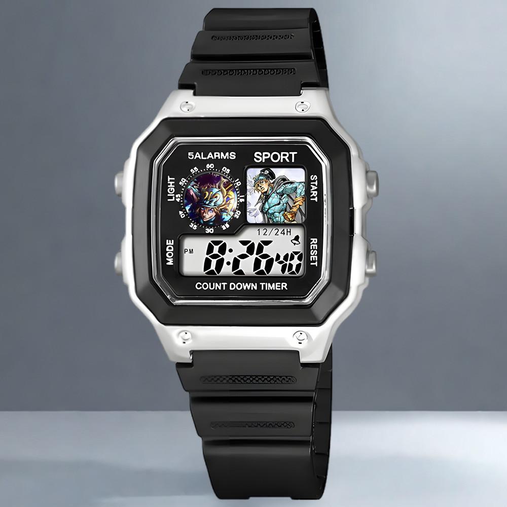 "JOJO's Bizarre Adventure Диего Электронные Часы Спортивные Цифровые Наручные Часы для Учеников Средней Школы с Будильником Мужские"