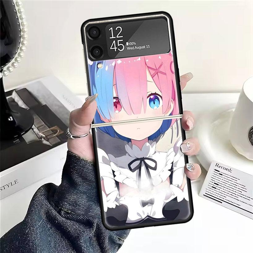 Чехлы для Samsung Galaxy Z Flip 4 5 6 7 3 Z Flip7 Flip6 Flip4 Flip5 Flip3 5G с принтом R-Rem из аниме Re Zero, Жесткие противоударные Fundas