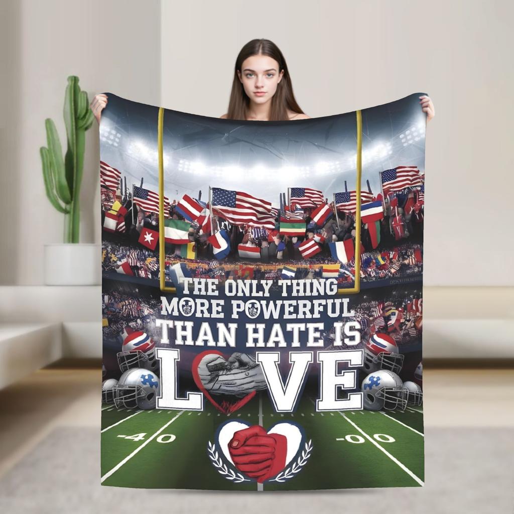 The Only Thing More Powerful Than Hate Is Love Blanket Fleece Summer Super Warm Throw Blankets for Bedding Couch Rug Piece