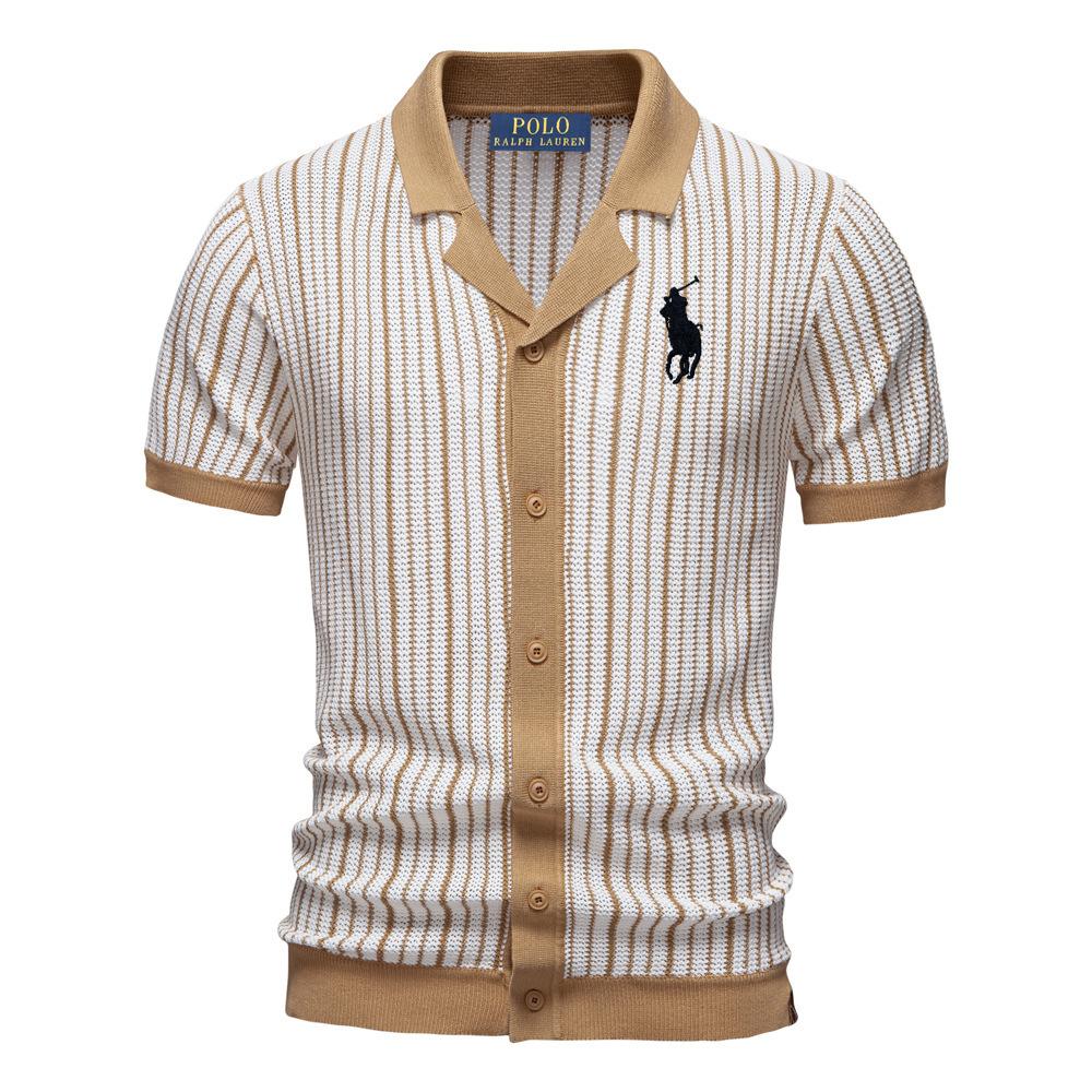 MINISO Polo Ralph Lauren Весна/Лето Вышивка Пони Новая Женская Короткий Рукав Вязаный Поло Полоска Модный Деловой Рубашка-Поло