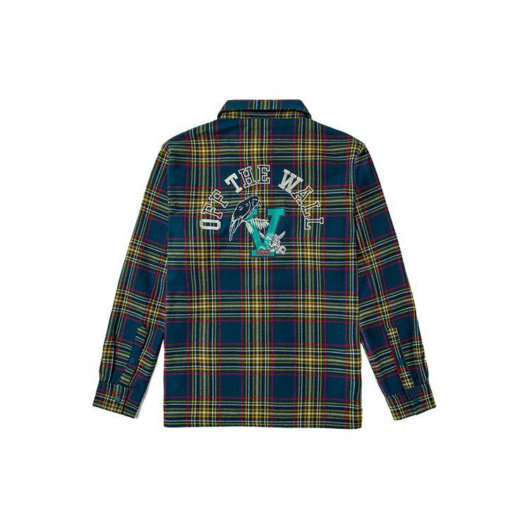 Vans Plaid Skull Pirate Parrot Emblem Print Polo Jacket Men Jacket Yellow VN0A54JHZ6Z