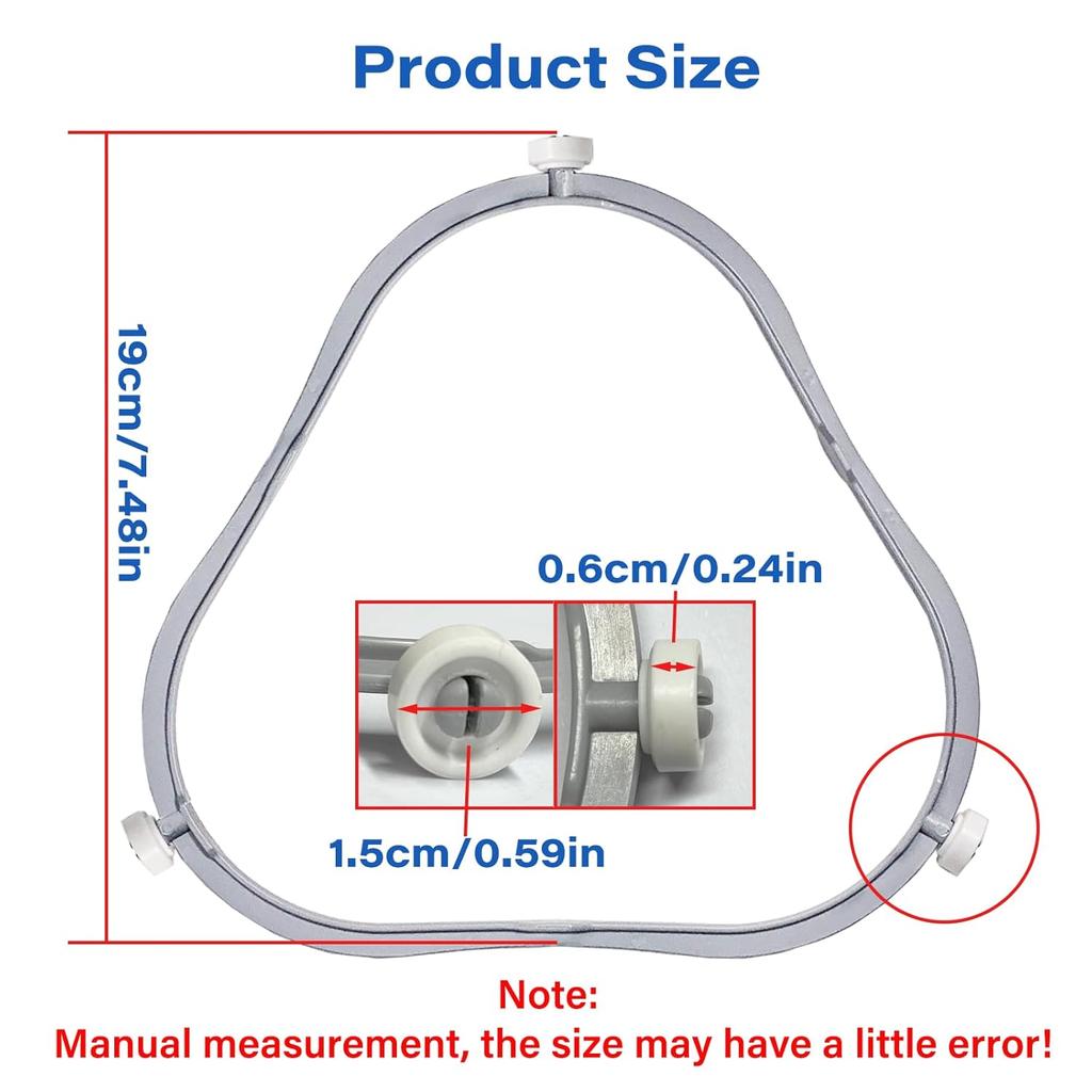7.48 in W11252182 Microwave Turntable Ring Replacement for Whirlpool with Rollers 8206227 Microwave Glass Tray Support Holder for Whirlpool Microwave