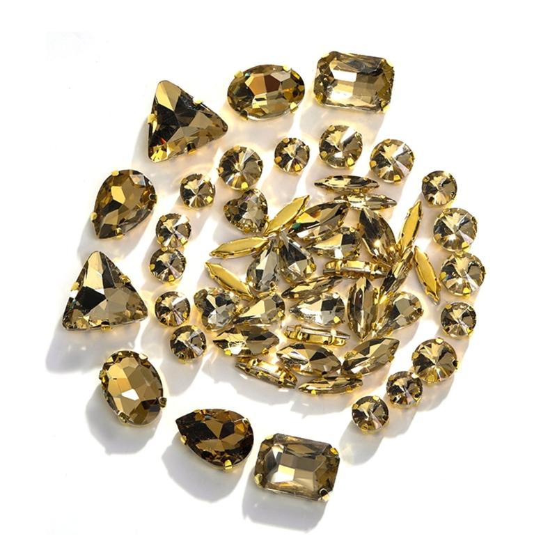 50 шт. Стразы смешанной формы с плоской основой, пришивные драгоценные камни для самостоятельного изготовления обуви, одежды, ювелирных изделий