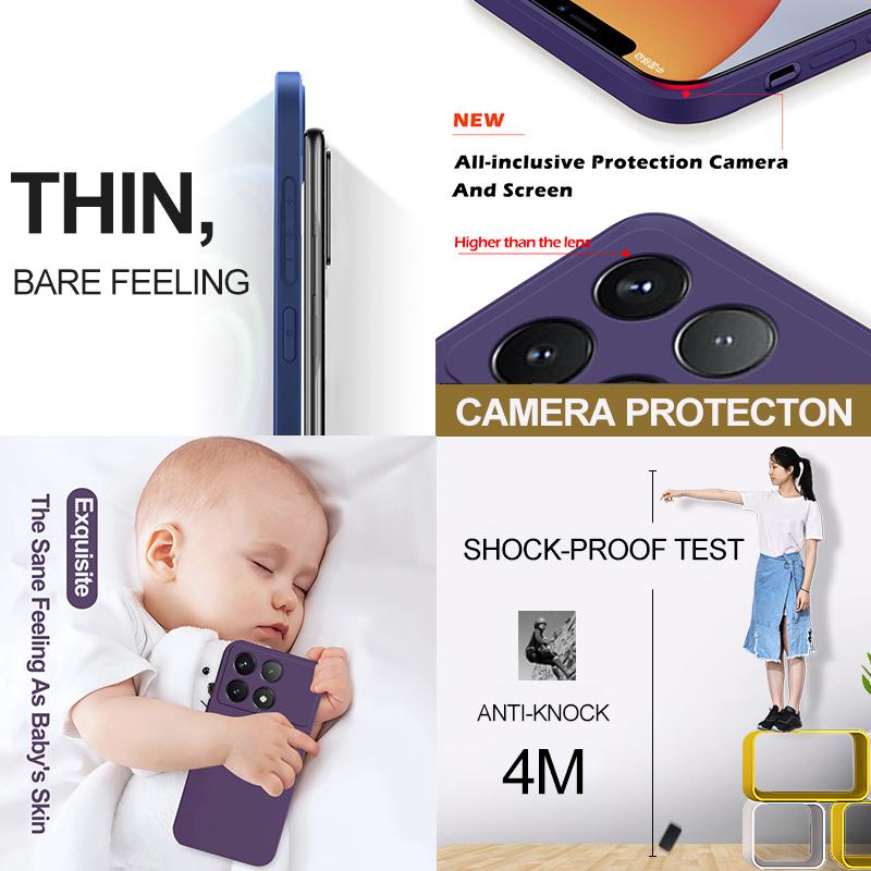 Для Poco X6 Pro Роскошные жидкие силиконовые мягкие чехлы для телефонов