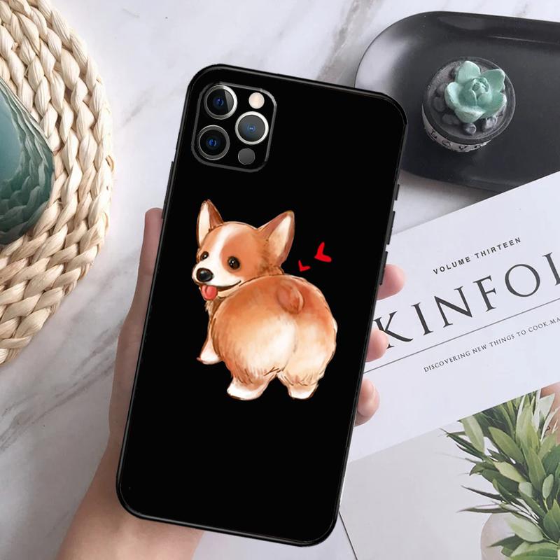Милый Корги Собака Мягкий Чехол Для iPhone 16 Pro Max 13 12 Mini XS Max X XR 11 15 Pro Max 14 Plus Задняя Крышка