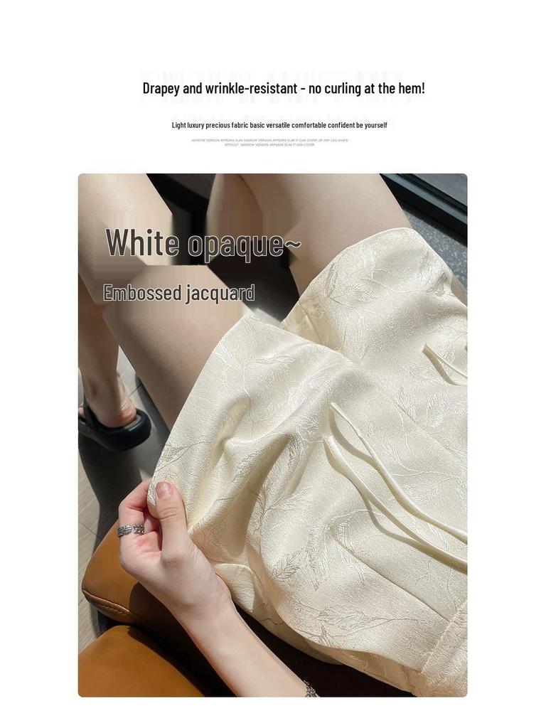Women's Summer High-Waist Frog Button Ice Silk A-Line Shorts