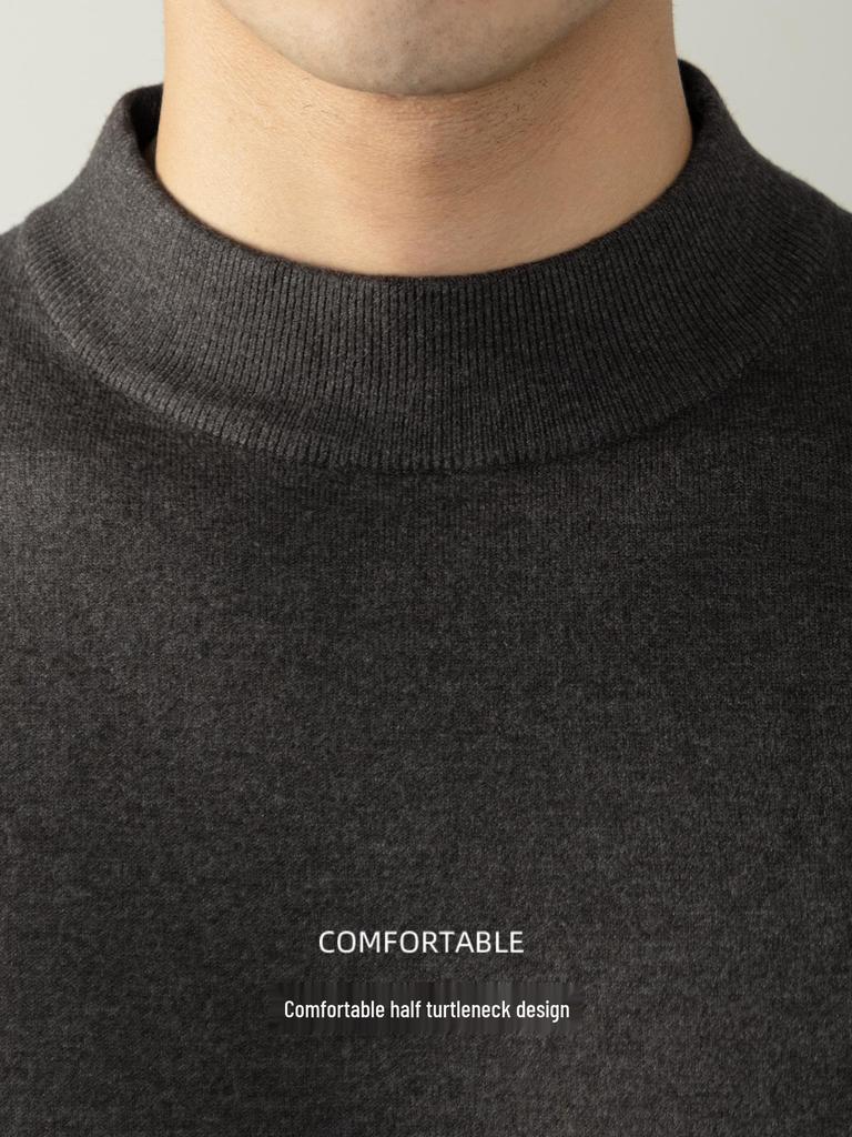 Итальянская легкая роскошь Мужская шерстяная короткорукавная вязаная футболка с высоким воротником для поездок на работу и повседневной носки Осень/Зима