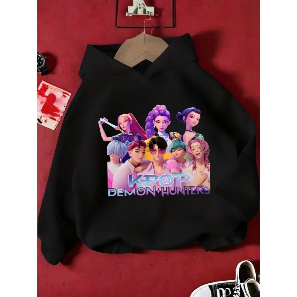 KPop Demon Hunter Rumi Derpy Cartoon Girls Boy Hooded Sweatshirt Warm Children's Wave Fashion Casual Tops Casual Girls Clothing
