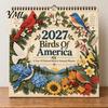 Student Desk Accessory 2027 Bird Wall Calendar, Beautiful Birds & Nature Monthly Planner Small Space with Coil Binding, Thick Art Paper for