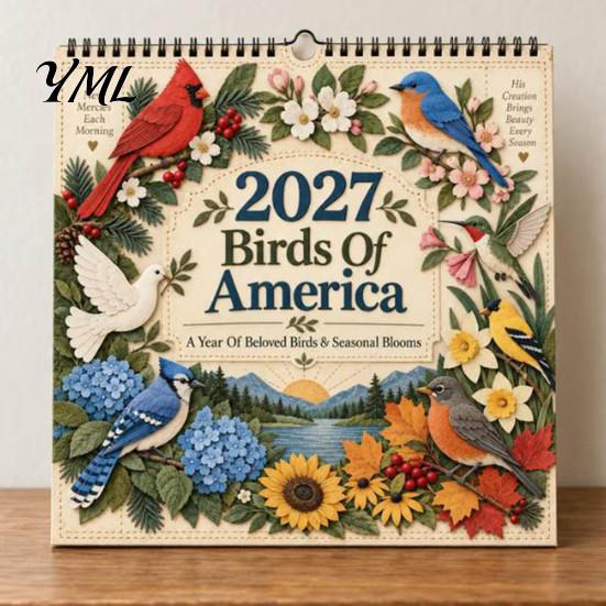 Student Desk Accessory 2027 Bird Wall Calendar, Beautiful Birds & Nature Monthly Planner Small Space with Coil Binding, Thick Art Paper for