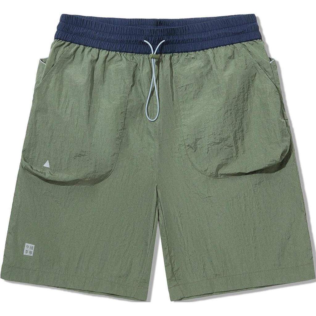 Li Ning Outdoor Series Лоскутные Светоотражающие Водоотталкивающие Солнцезащитные Свободные Спортивные Шорты Мужские шорты Военно-зеленый AKSUA03-2