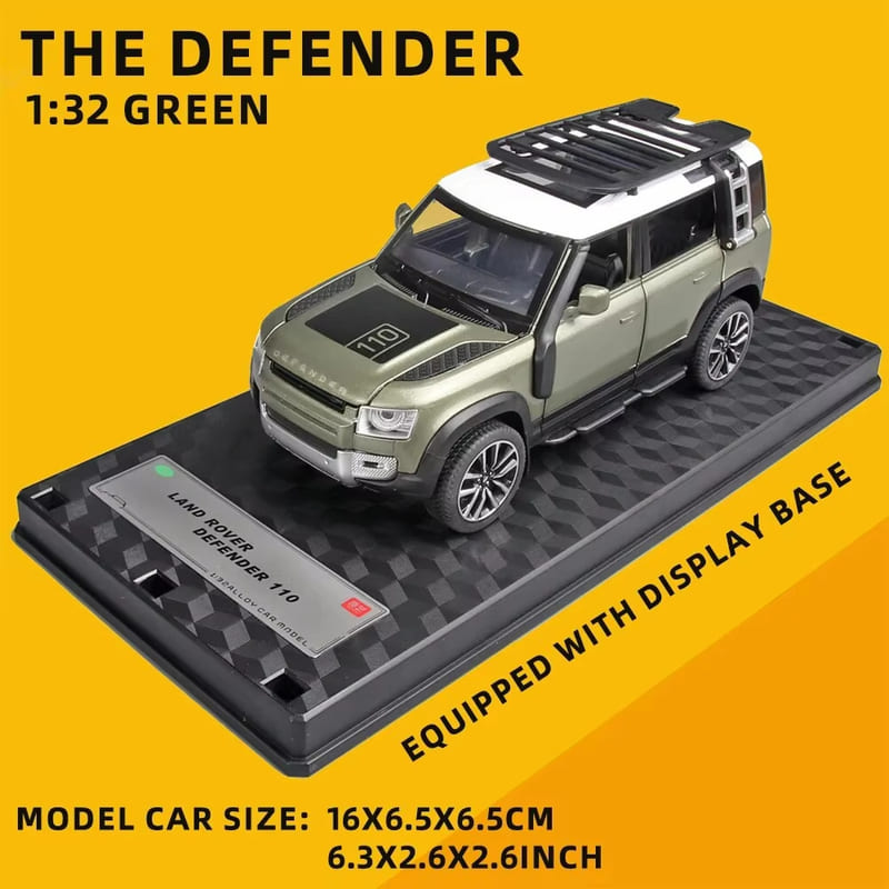 New 1/32 Die-cast Model Car Pull Back Car Toy Collectible for Land Rover New Defender 110 with Sound and Light Boys Gift Collection Ornaments