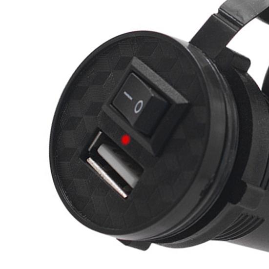 USB-зарядное устройство для телефона, легко устанавливается, черное, с выключателем