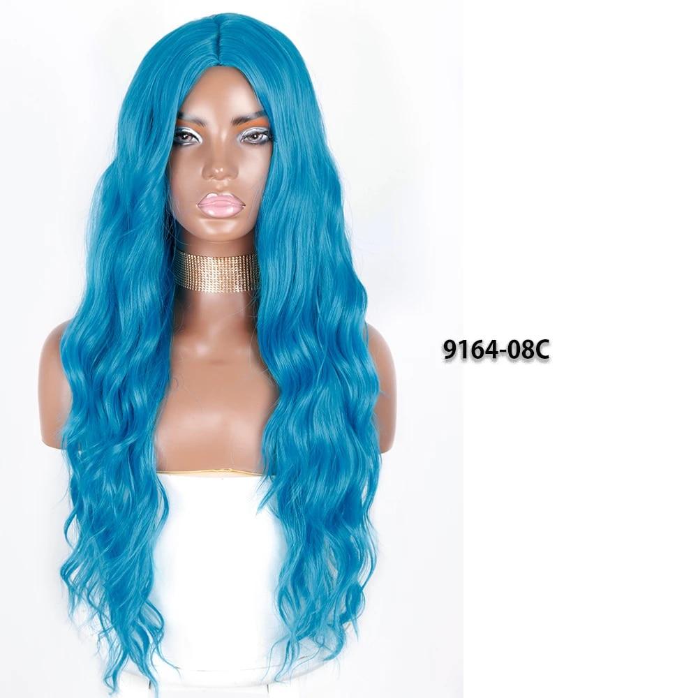 Синтетический длинный оранжевый парик с золотыми медовыми волнами и яркими пятнами, парик для косплея, женский термостойкий средний парик