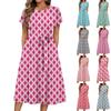 Women's Summer Casual Floral Print Round Neck Midi Dress Basic Classic Outdoor Everyday Short Sleeve Loose Dress