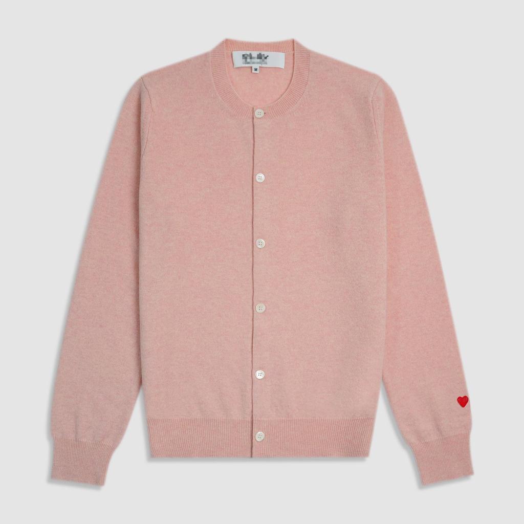 Women's Slim Fit Japanese-Style Wool Cardigan with Embroidered Peach Heart