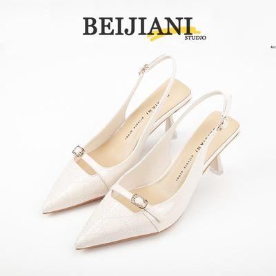 BEIJIANI Женские туфли-лодочки на шпильке с острым носком, сандалии из лакированной кожи с ремешком на пятке