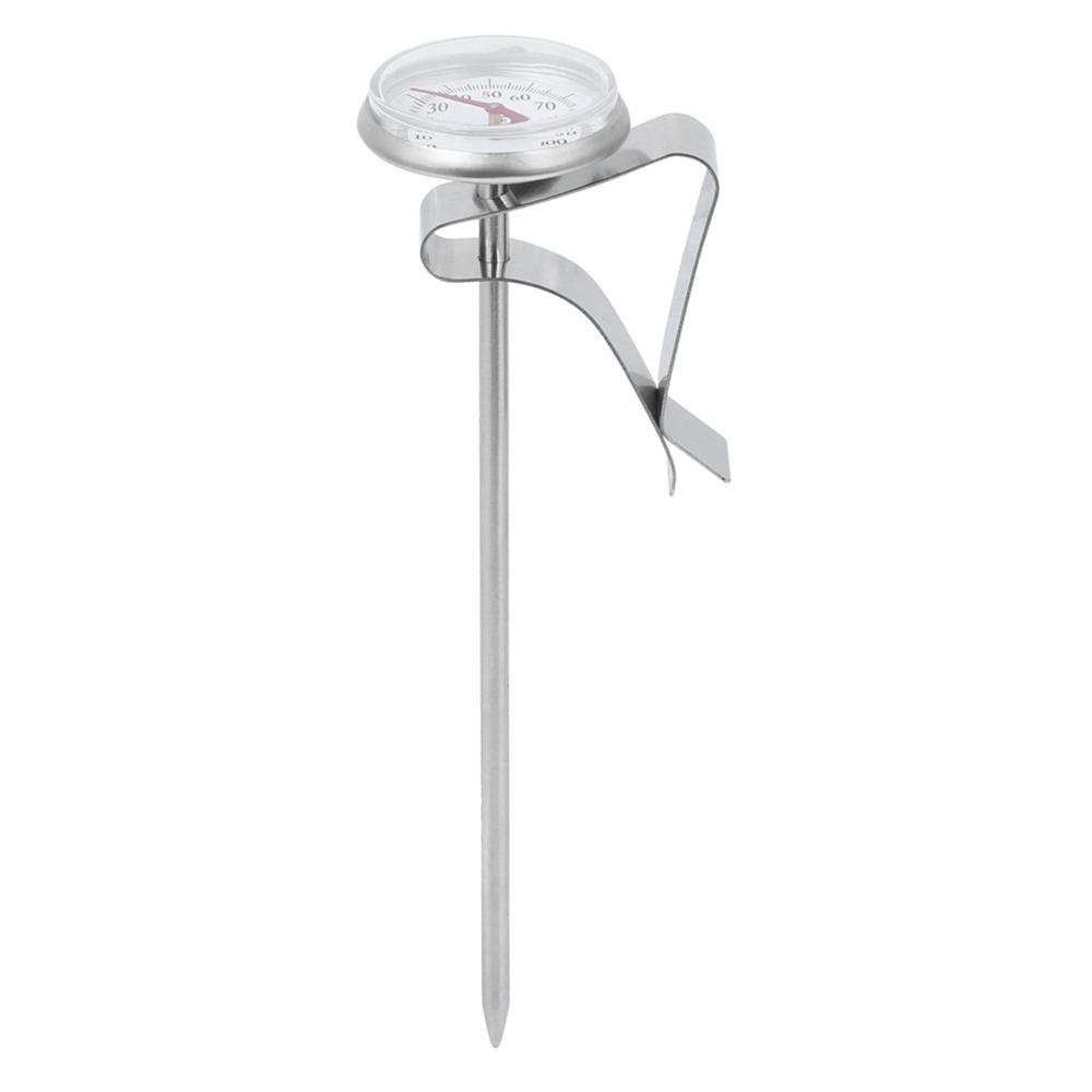 Stainless Steel Glass Coffee Foaming Thermometer Silver Adjustable Clip Kitchen Dial Thermometer Long Probe Convenient