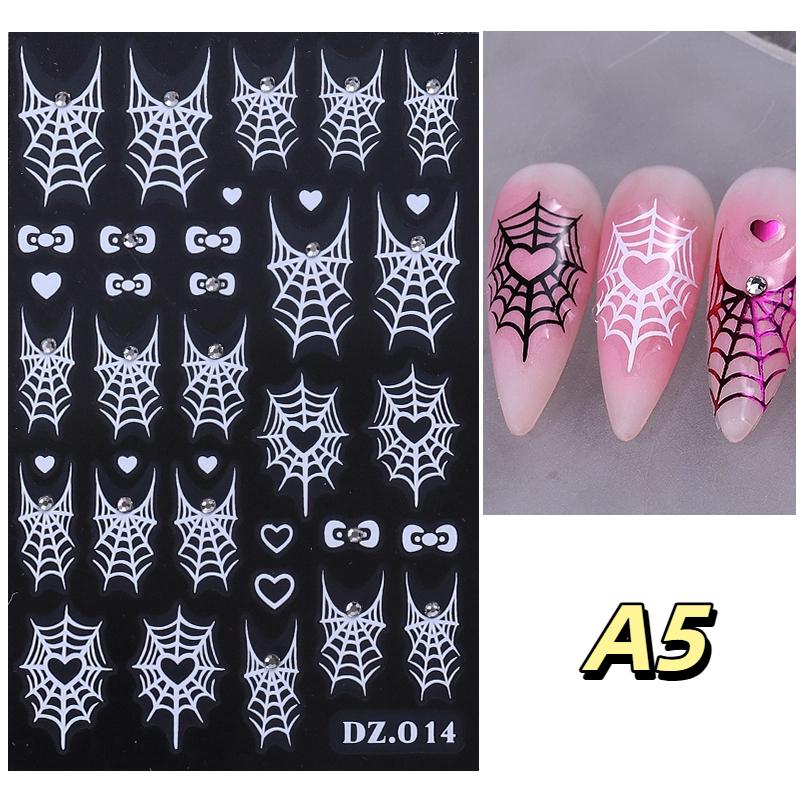 1/4Pcs Halloween Cute Spider Nail Stickers Slide Decals Manicure Decoration Nail Supplies for Creative Nail Design