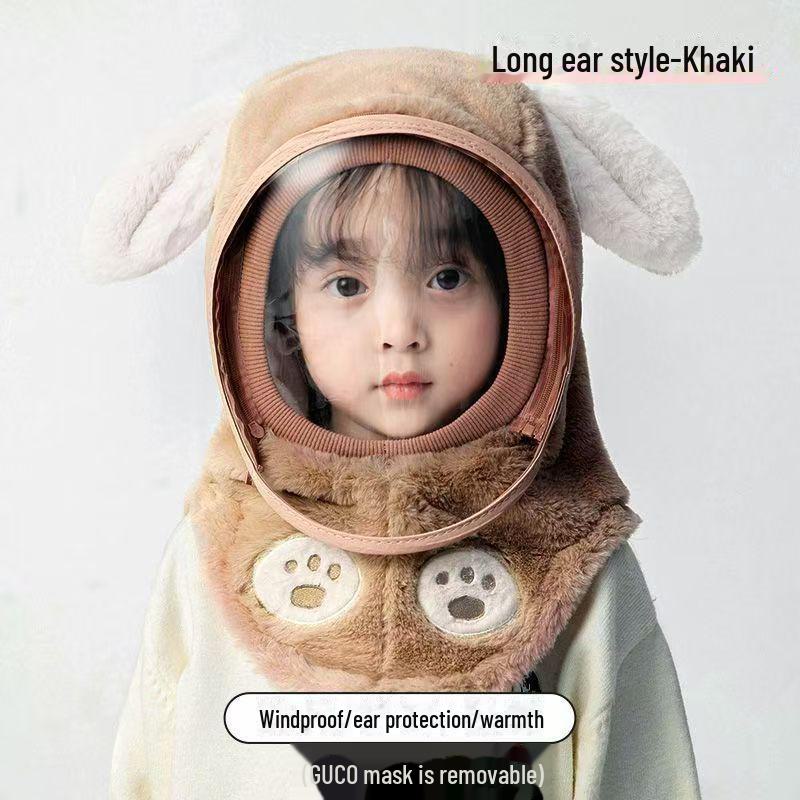 Детская ветрозащитная шапка-пуловер с защитой ушей и шарфом