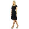 Bimba Women Little Black Dress Semi Sheer Georgette Pleated Top Lined Dress