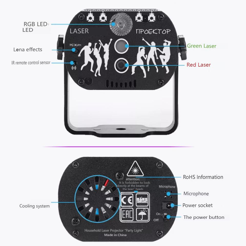 Русский вариант 60 моделей мини-диджей диско свет вечеринка сценический световой эффект голосовое управление лазерный проектор стробоскоп лампа для красочного музыкального света