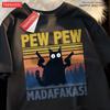 Пиу Пиу Мадафакас Двойной Пистолет Кот Футболка с коротким рукавом Оверсайз Дышащая Хлопковая Летняя Одежда Уличная Повседневная Футболка Мужская