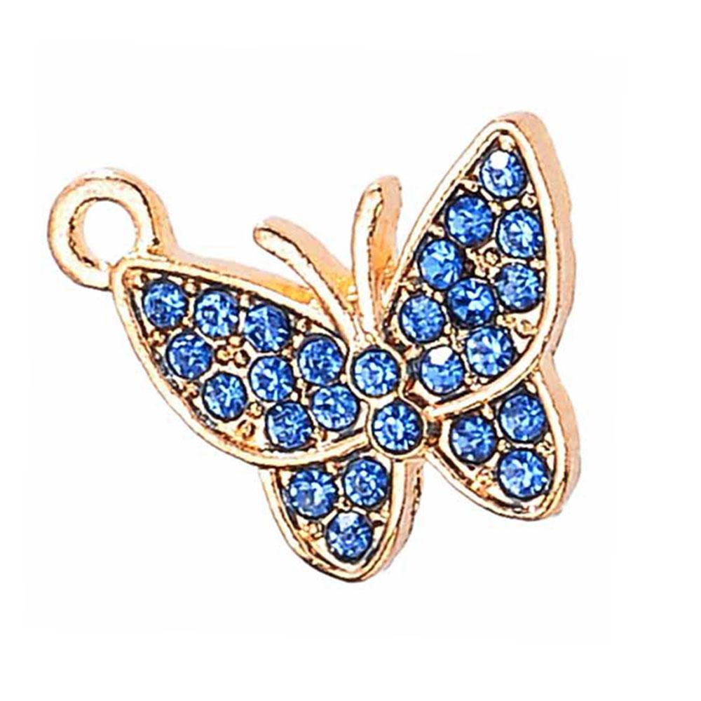Hot Selling Cute Rhinestone Butterfly Pendant Charms Jewelry Making Shinning Beads for Earring Bracelets Accessories