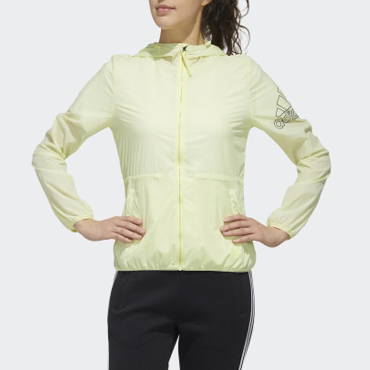 Adidas Ветровка со спинкой Signature Женская верхняя одежда Ярко-желтый флуоресцентный FT2885