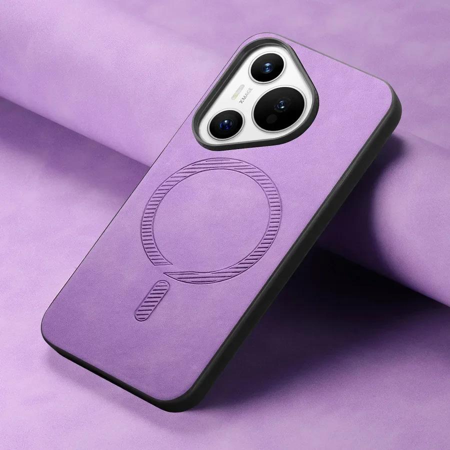 Для Pura 70 Ultra 70pro Plus Роскошный деловой кожаный чехол для беспроводной зарядки Magsafe Magnetic Huawei Pura 70 Pro+ Защитный бампер