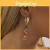 Elegant Natural Stone Earrings For Women Colorful Geometric Design With Details Chain