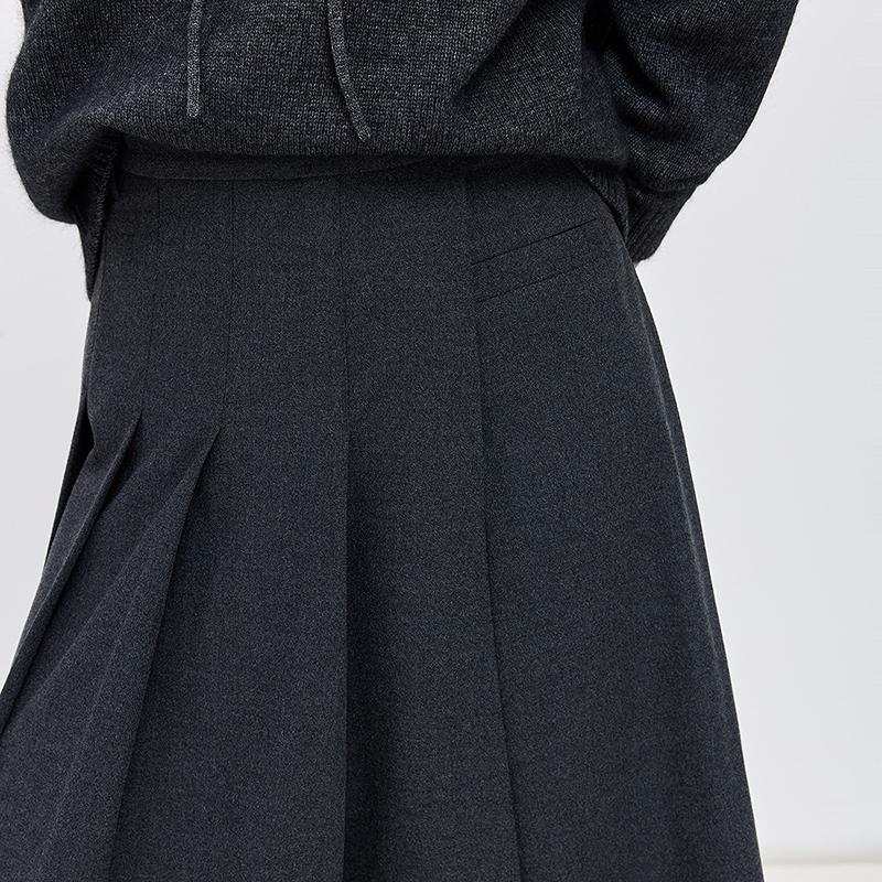 LILY Grey Pleated Half Skirt