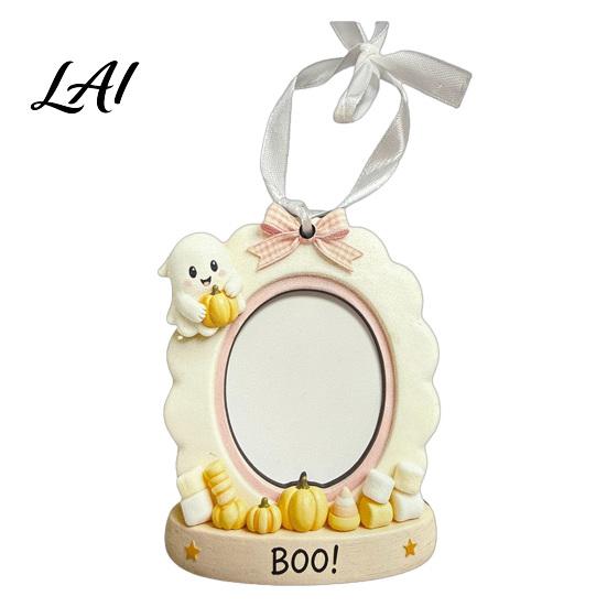 Autumn Home Decor Mini Halloween Picture Frame Small Cute Ghost Pumpkin Photo Frame Ornament Children Room Decoration Decorative Postcard Holder for