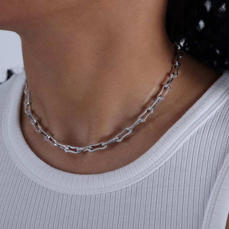 Нержавеющая сталь 316L Золотой Цвет Геометрическая Цепочка Ожерелья Браслеты Для Женщин Девочек Новые Невыцветающие Наборы Украшений