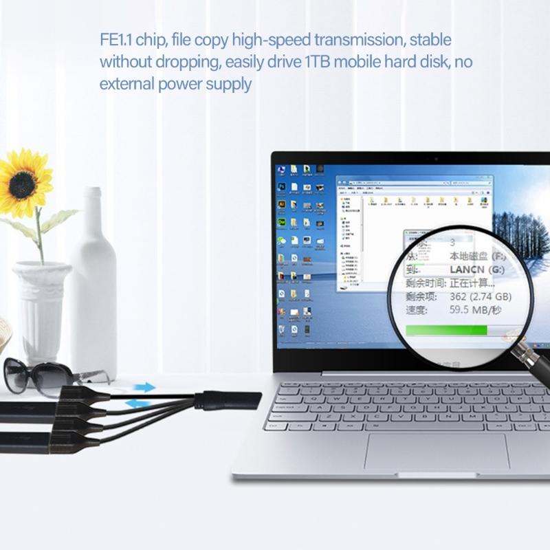4-в-1 USB Y-разветвитель Кабель-разветвитель питания USB Кабель-разветвитель USB2.0 Male на 4 USB Female Передача данных Зарядка