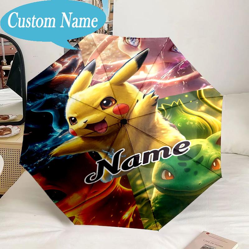 Custom Name Umbrella Pika Ball Collection Umbrella 8-Frame for Travel, Camping, Casual Lightweight Portable, Essential for Family Gifts