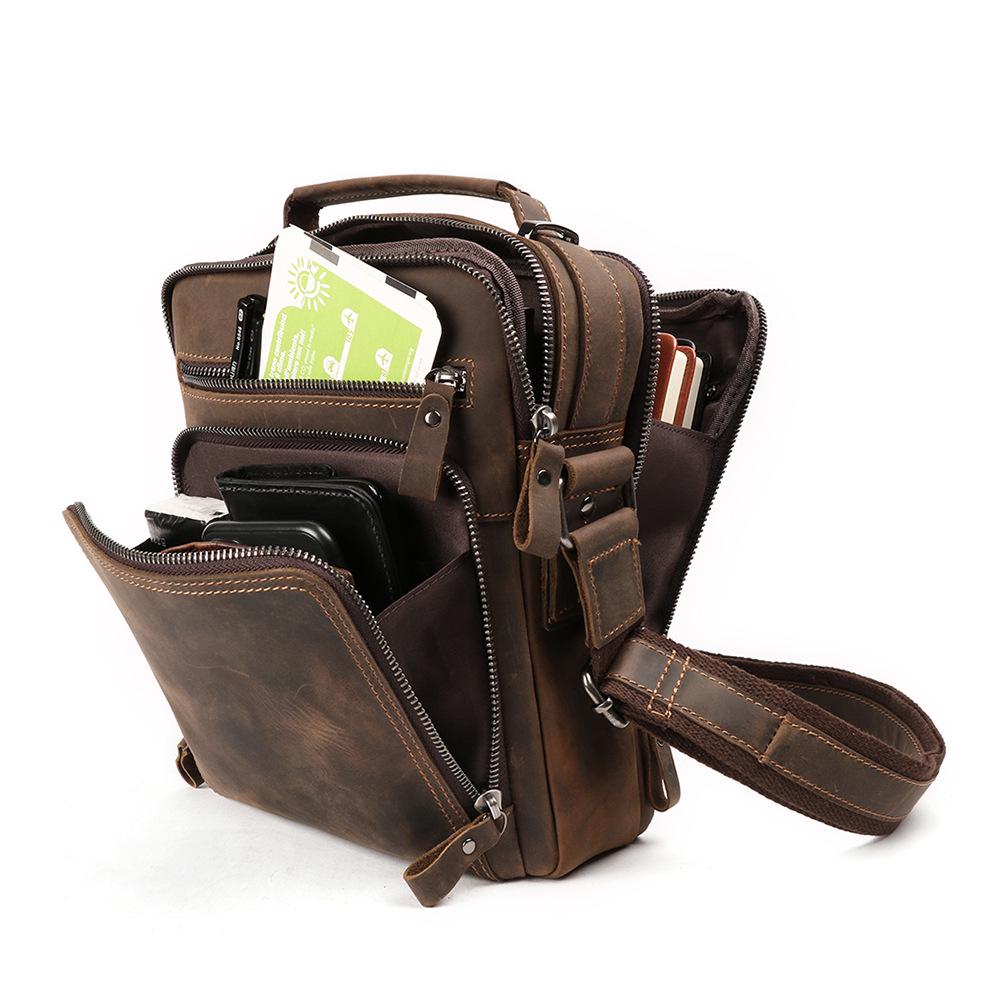 Мужская сумка-мессенджер в стиле ретро из натуральной кожи - Повседневная сумка через плечо большой вместимости